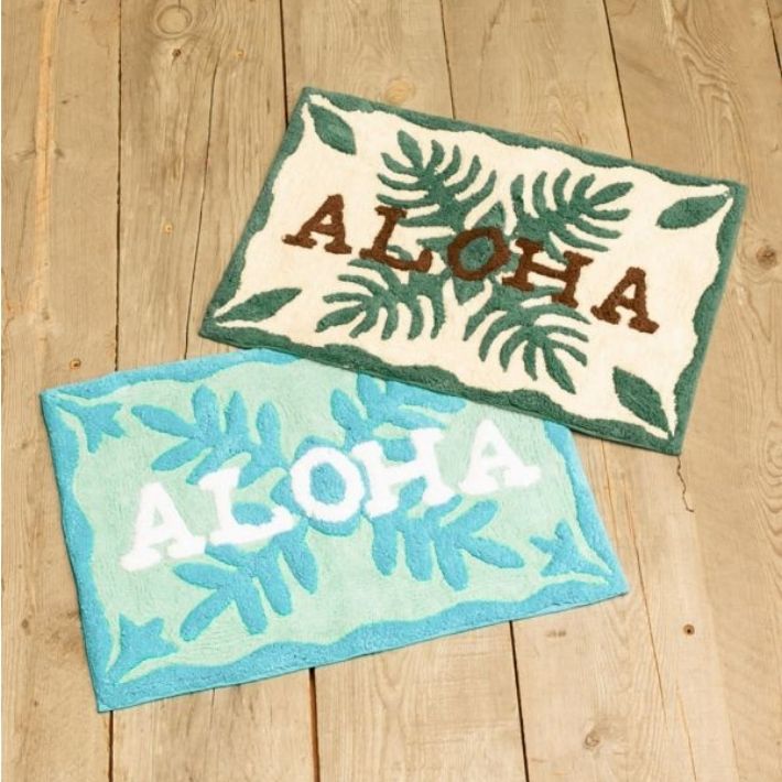 ハワイアン柄 キルティー マット 65 玄関 キッチン バスマット キルト風 綿100% Kahiko